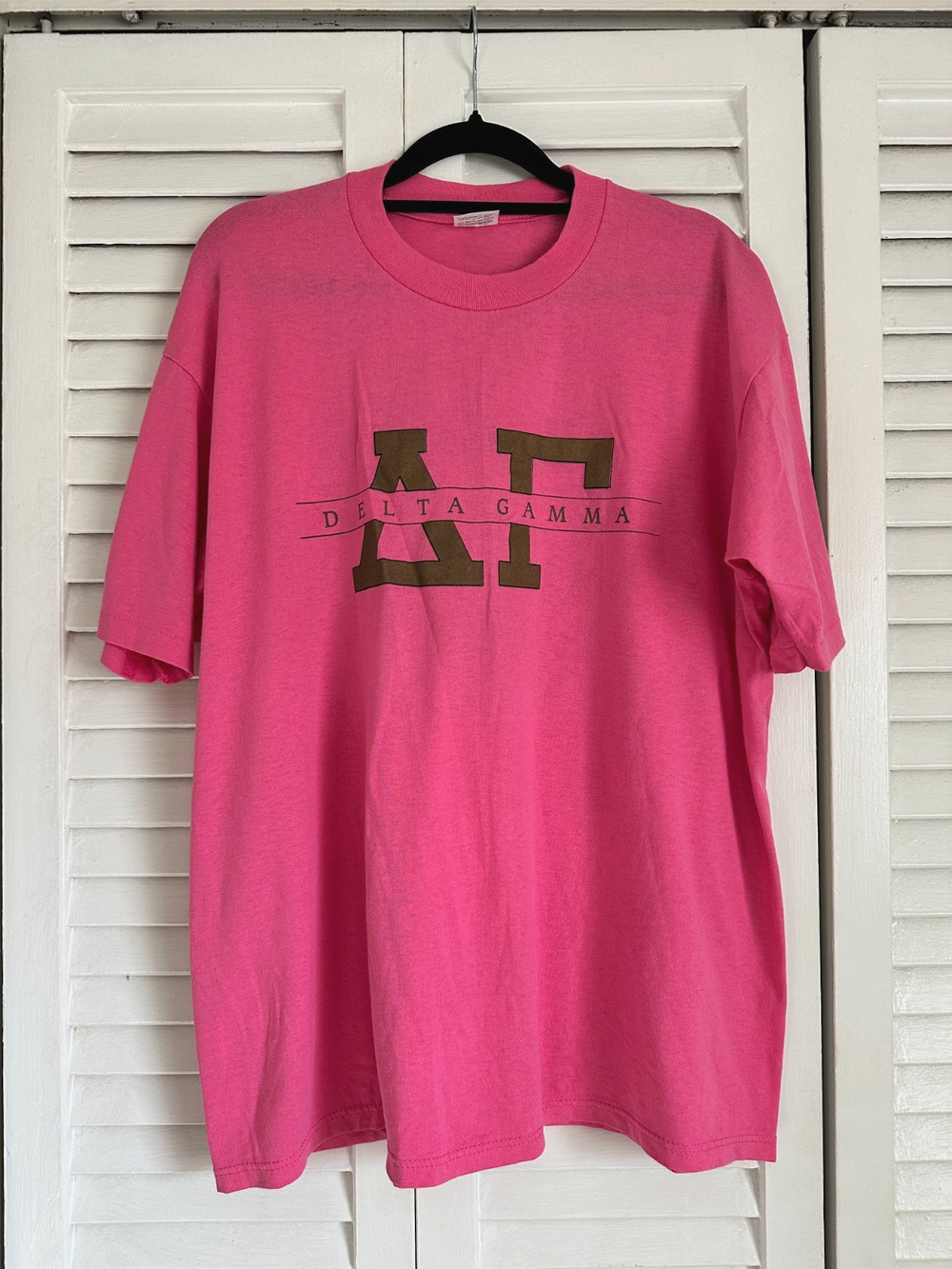 Vintage 90s Delta Gamma Sorority T-Shirt Pink Single Stitch Ole Miss Rush